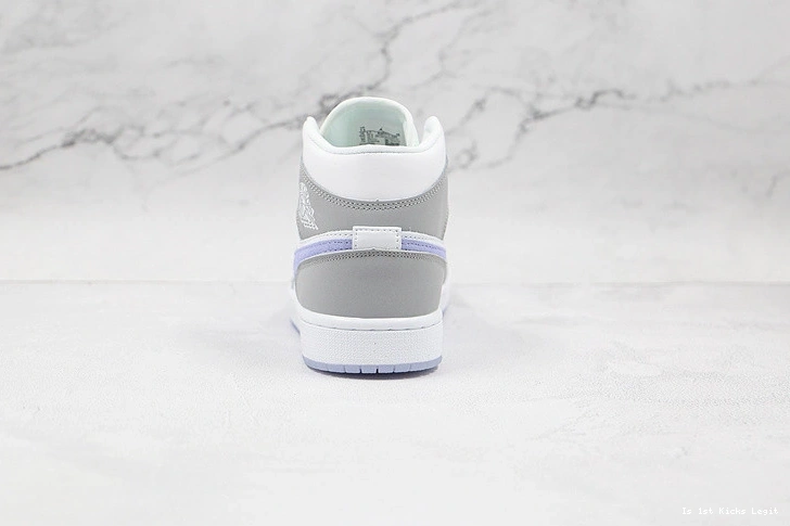 Grey BQ6472-105 Jordan 1 Mid Aluminum (W) - Wolf 0509